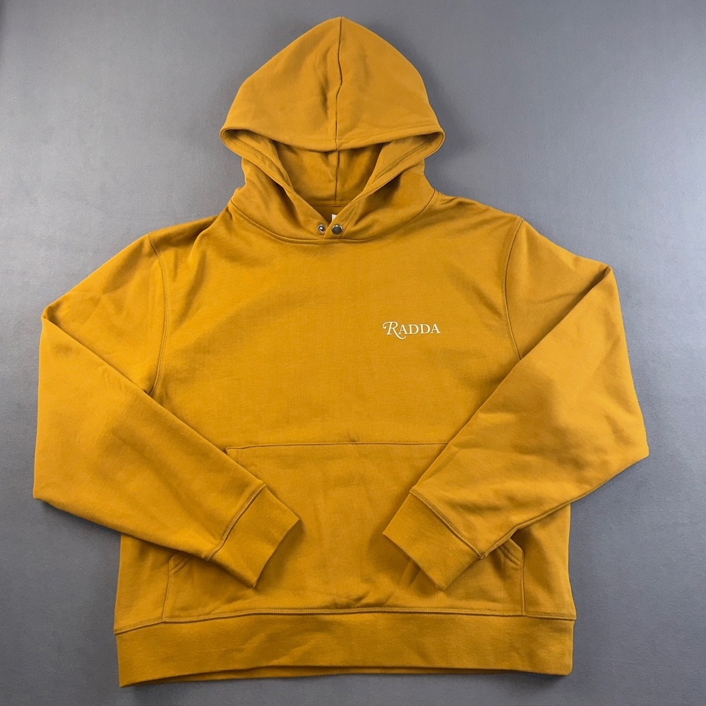 Radda Golf Men XL Mustard Yellow Snap Neck Fleece Hoodie Pullover Sweatshirt